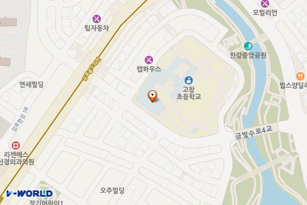 다목적강당 화장실 위치 지도 — 경기도 김포시 김포한강1로98번길 35, 고창초등학교 (장기동)