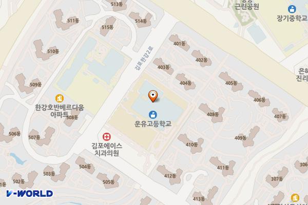교사동 화장실 위치 지도 — 경기도 김포시 김포한강2로 236, 운유고등학교 (장기동)