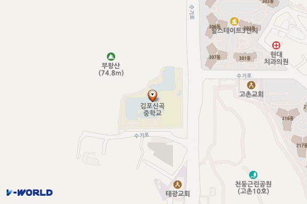 김포신곡중학교교사 화장실 위치 지도 — 경기도 김포시 고촌읍 수기로 54-20, 신곡중학교