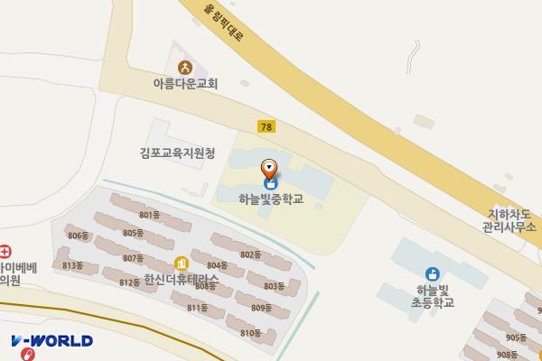 교사동 화장실 위치 지도 — 경기도 김포시 김포한강11로 354, 하늘빛중학교 (운양동)