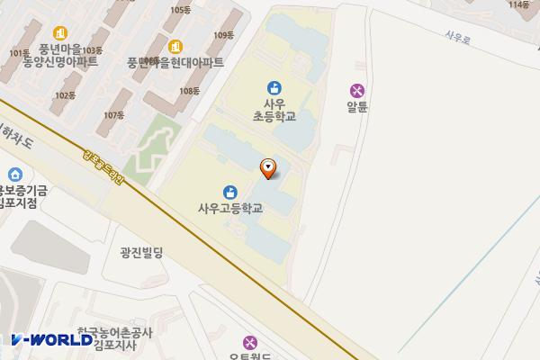 본관 화장실 위치 지도 — 경기도 김포시 김포대로 824, 사우고등학교 (사우동)