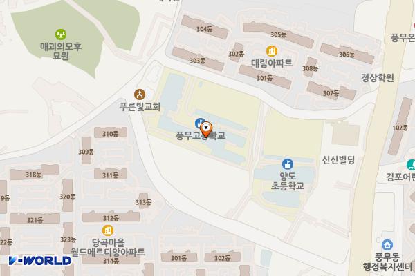 풍무고등학교3동(체육관) 화장실 위치 지도 — 경기도 김포시 풍무로93번길 53, 풍무고등학교 (풍무동)