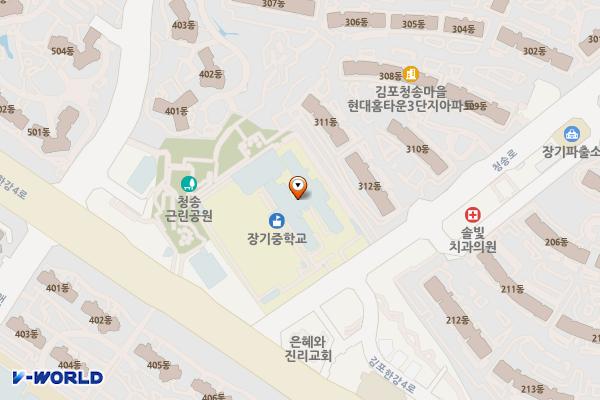 체육관 화장실 위치 지도 — 경기도 김포시 청송로 5, 장기중학교 (장기동)