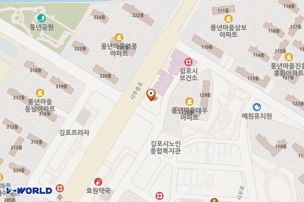 김포시종합사회복지관 위치 지도 — 경기도 김포시 사우중로 100, 김포시사회복지관 (사우동)