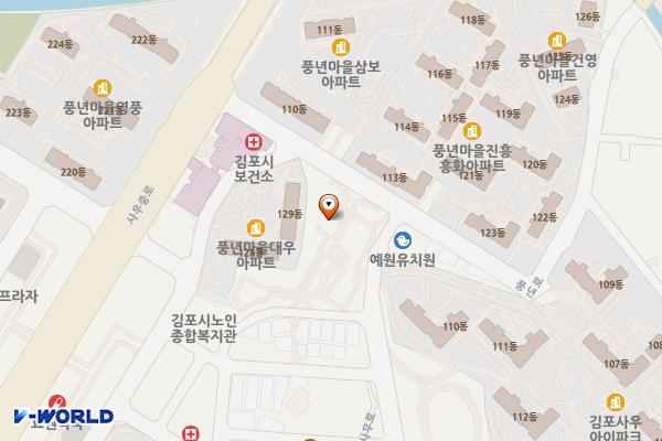 사우근린공원 위치 지도 — 경기도 김포시 풍년로 12, 김포시 사우근린공원 공중화장실 (사우동)