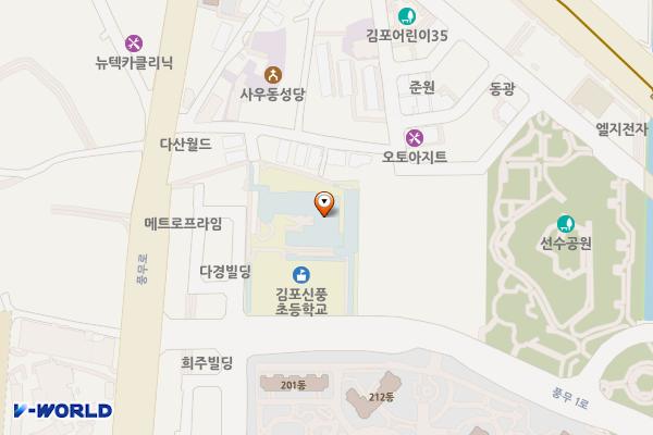 교사동 화장실 위치 지도 — 경기도 김포시 풍무로208번길 14, 신풍초등학교 (풍무동)