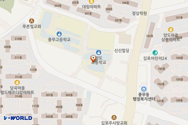 교사동 화장실 위치 지도 — 경기도 김포시 풍무로93번길 31, 양도초등학교 (풍무동)