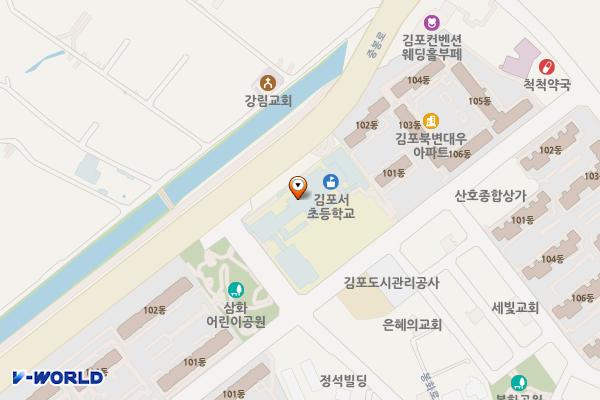 김포서초등학교1동 화장실 위치 지도 — 경기도 김포시 봉화로 188, 김포서초등학교 (북변동)