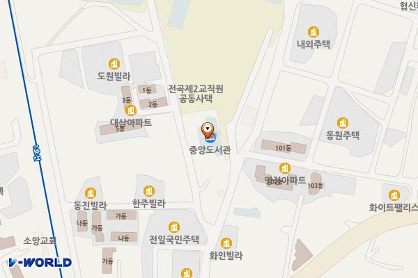 중앙도서관 1층 위치 지도 — 경기도 연천군 전곡읍 전은길 9-26