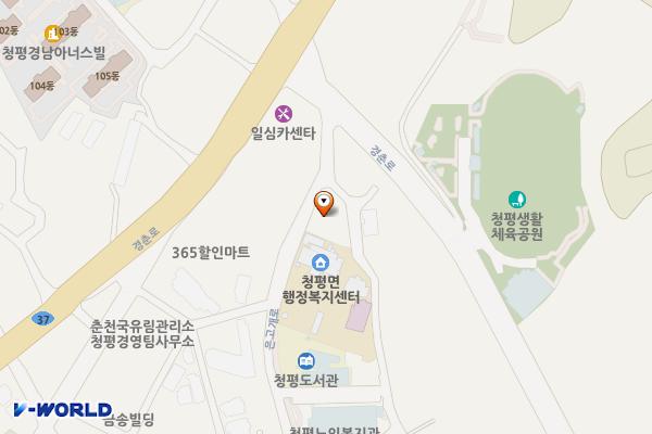 청평면종합복지회관 위치 지도 — 경기도 가평군 청평면 은고개로 15