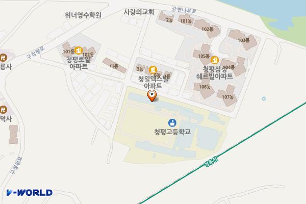 청평고등학교 위치 지도 — 경기도 가평군 청평면 강변나루로40번길 23