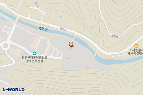 산촌마을 공중화장실 위치 지도 — 경기도 가평군 북면 백둔로 417-9
