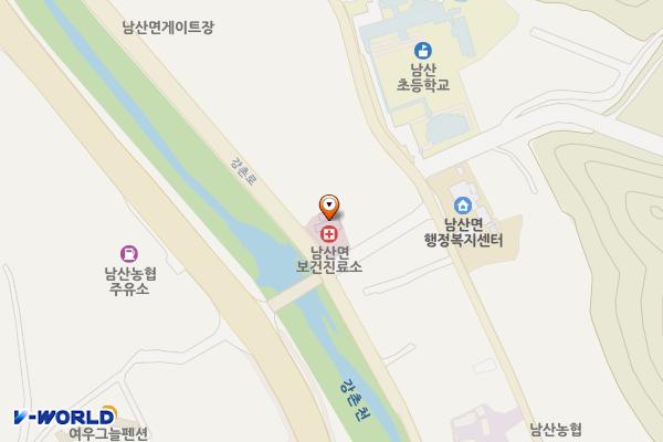남산면보건지소 위치 지도 — 강원특별자치도 춘천시 남산면 강촌로 331