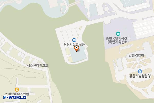 춘천시립도서관 위치 지도 — 강원특별자치도 춘천시 우석로 100