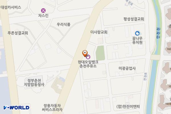 현대오일뱅크㈜직영 춘천주유소 위치 지도 — 강원특별자치도 춘천시 춘천로 412 (후평동)