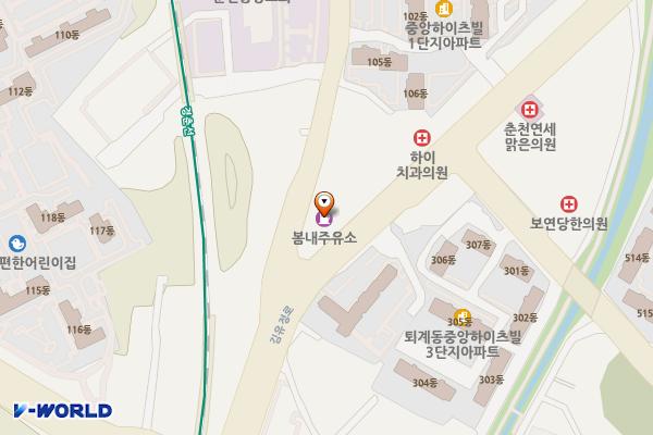 지에스칼텍스(주) 봄내주유소 위치 지도 — 강원특별자치도 춘천시 김유정로 1863
