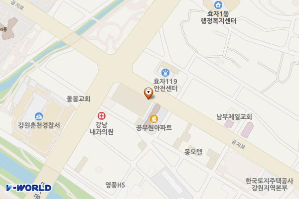 (사)남부시장 조합 위치 지도 — 강원특별자치도 춘천시 공지로 367