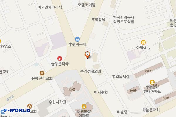 춘천후평동우체국 위치 지도 — 강원특별자치도 춘천시 후석로 354