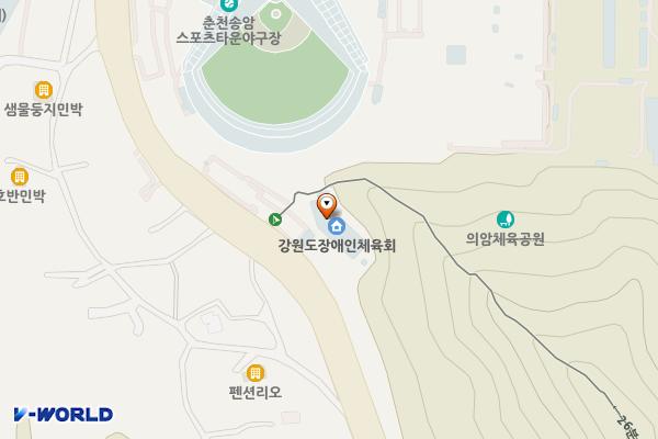 강원체육회관 위치 지도 — 강원특별자치도 춘천시 스포츠타운길 80