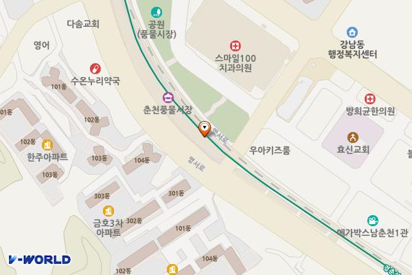 풍물시장 화장실 B 위치 지도 — 강원특별자치도 춘천시 온의동 26