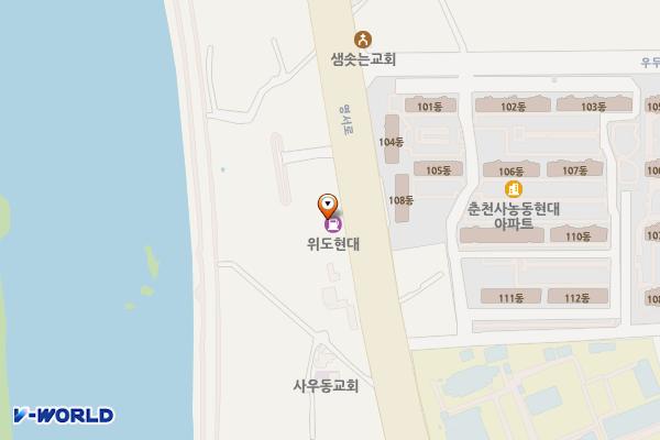 현대오일뱅크㈜직영 위도현대주유소 위치 지도 — 강원특별자치도 춘천시 영서로 2905 (사농동)