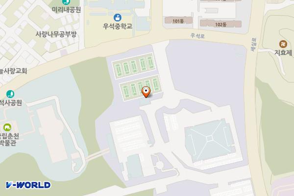 호반테니스장 위치 지도 — 강원특별자치도 춘천시 우석로 102-1