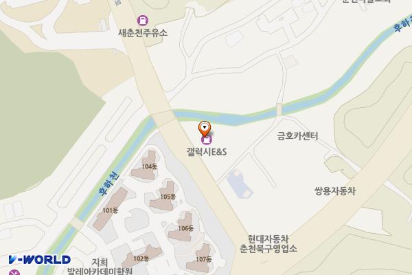 지에스칼텍스㈜ 춘천씨티주유소 위치 지도 — 강원특별자치도 춘천시 동내면 세실로 20