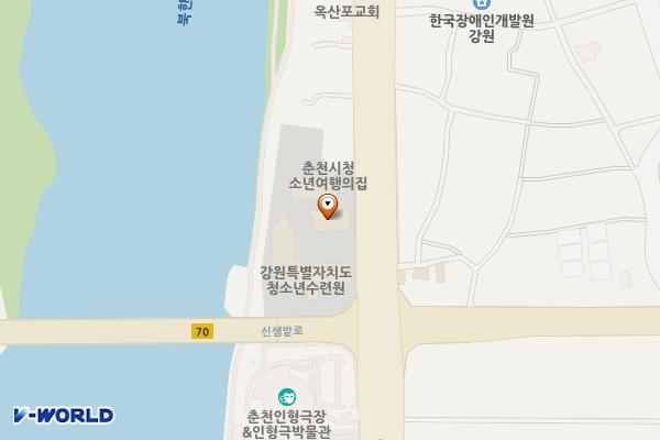 강원특별자치도청소년수련원 본관 위치 지도 — 강원특별자치도 춘천시 신샘밭로 89