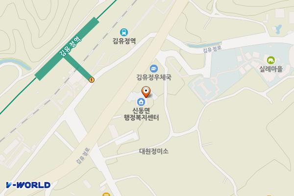 신동면 행정복지센터 위치 지도 — 강원특별자치도 춘천시 신동면 김유정로 1418