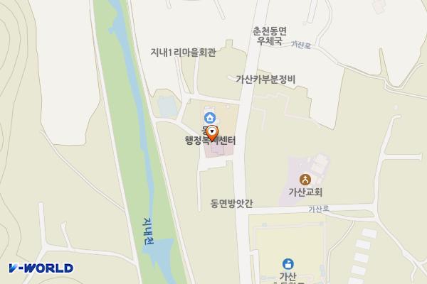 동면보건지소 위치 지도 — 강원특별자치도 춘천시 동면 가산로 67