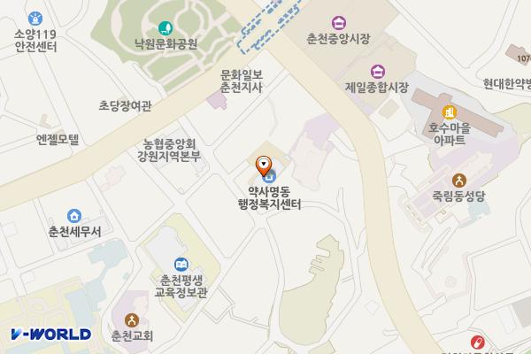 약사명동 행정복지센터 위치 지도 — 강원특별자치도 춘천시 망대길 9