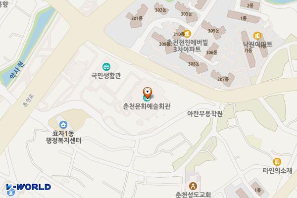 춘천문화예술회관 위치 지도 — 강원특별자치도 춘천시 효자상길 5번길 13