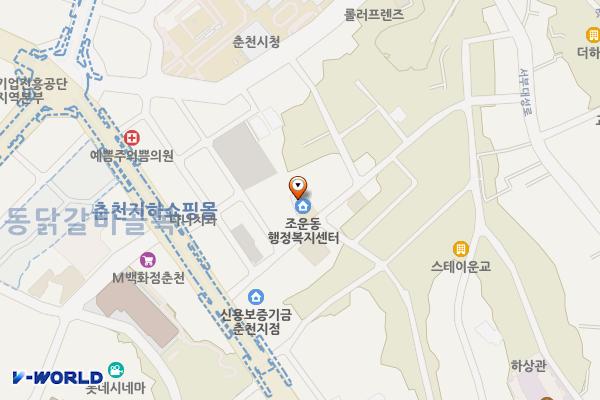 조운동 행정복지센터 위치 지도 — 강원특별자치도 춘천시 아침길 11