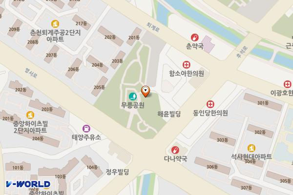 무릉공원 주차장 위치 지도 — 강원특별자치도 춘천시 후석로 11-7