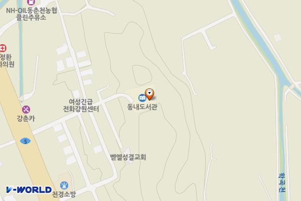 동내도서관 위치 지도 — 강원특별자치도 춘천시 동내면 학곡동1길 17-4