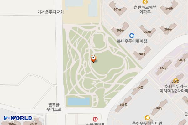 우두근린공원 위치 지도 — 강원특별자치도 춘천시 우두동 1120