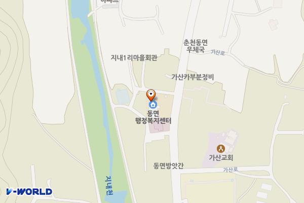 동면주민자치센터 위치 지도 — 강원특별자치도 춘천시 동면 가산로 69