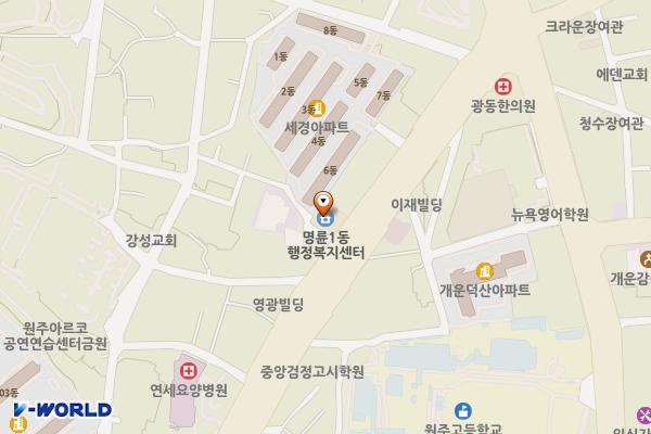 명륜1동행정복지센터 위치 지도 — 강원특별자치도 원주시 남원로653