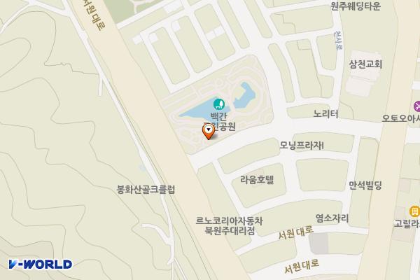 백간공원 화장실 위치 지도 — 강원특별자치도 원주시 천사로 5