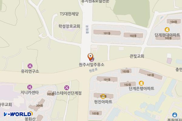 원주서일주유소 위치 지도 — 강원특별자치도 원주시 원문로 192 (단계동)