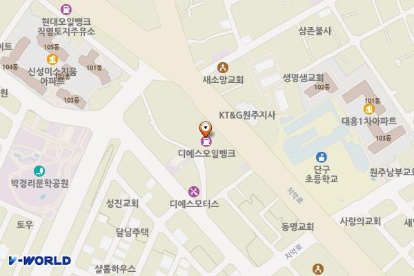 원주주유소 ㈜디에스오일뱅크 위치 지도 — 강원특별자치도 원주시 치악로 1563