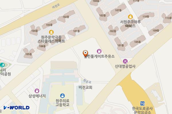 ㈜월인톨게이트주유소 위치 지도 — 강원특별자치도 원주시 문막읍 원문로 1734-18
