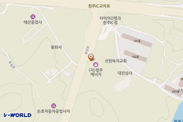 (합)정우에너지 위치 지도 — 강원특별자치도 원주시 북원로 2826 (태장동)