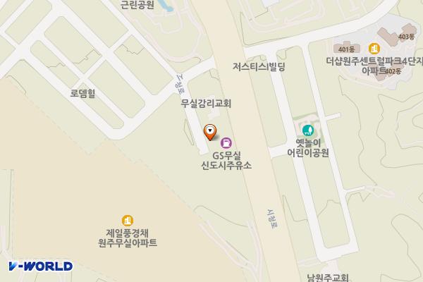 지에스칼텍스(주)무실신도시주유소 위치 지도 — 강원특별자치도 원주시 시청로 170