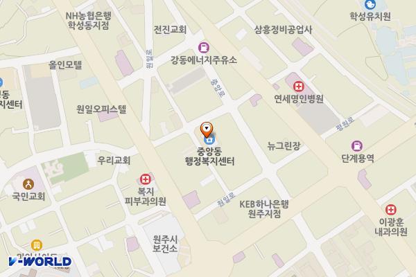 중앙동행정복지센터 화장실 위치 지도 — 강원특별자치도 원주시 충정길12