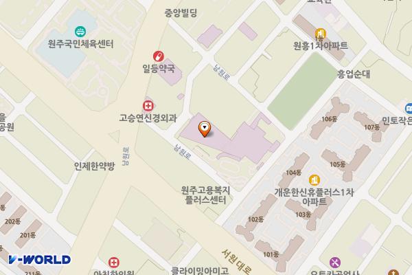 원주의료원 장례식장 위치 지도 — 강원특별자치도 원주시 서원대로 387