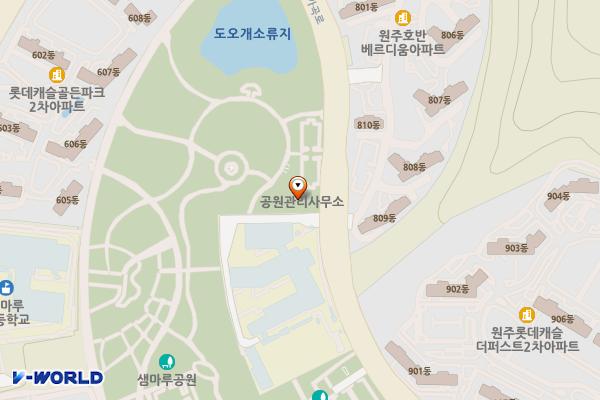 샘마루공원 풋살장 공중화장실 위치 지도 — 강원특별자치도 원주시 지정면 가곡로 105