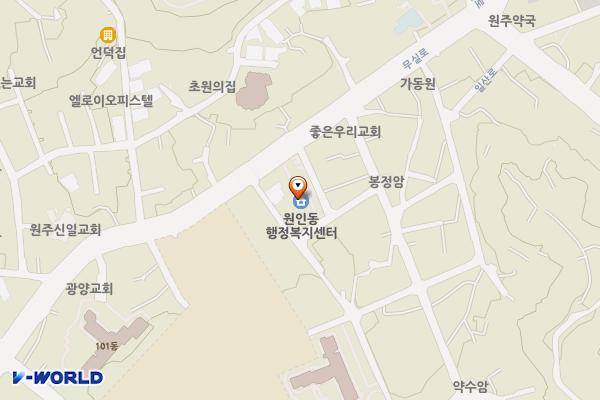원인동 행정복지센터 1층 화장실 위치 지도 — 강원특별자치도 원주시 무실로 63