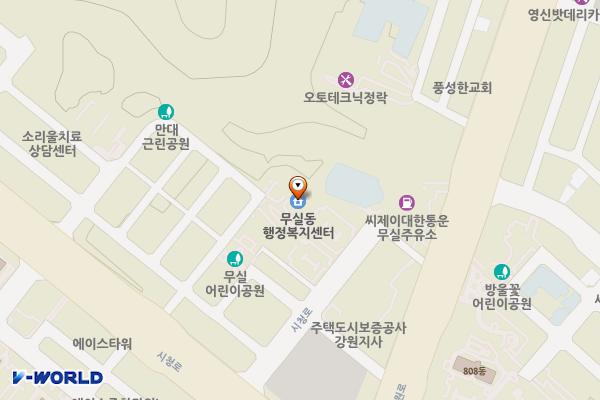 무실동 행정복지센터(1층) 위치 지도 — 강원특별자치도 원주시 만대공원길 14-10