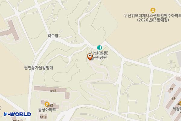남산근린공원 화장실 위치 지도 — 강원특별자치도 원주시 남산고개길 55